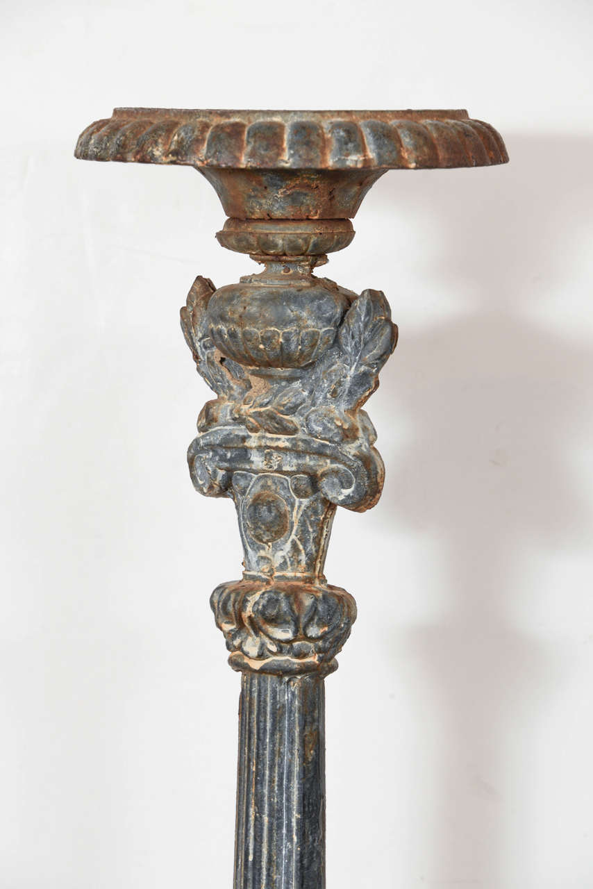 Grand 19th Century Cast Iron Candlesticks In Excellent Condition In Houston, TX