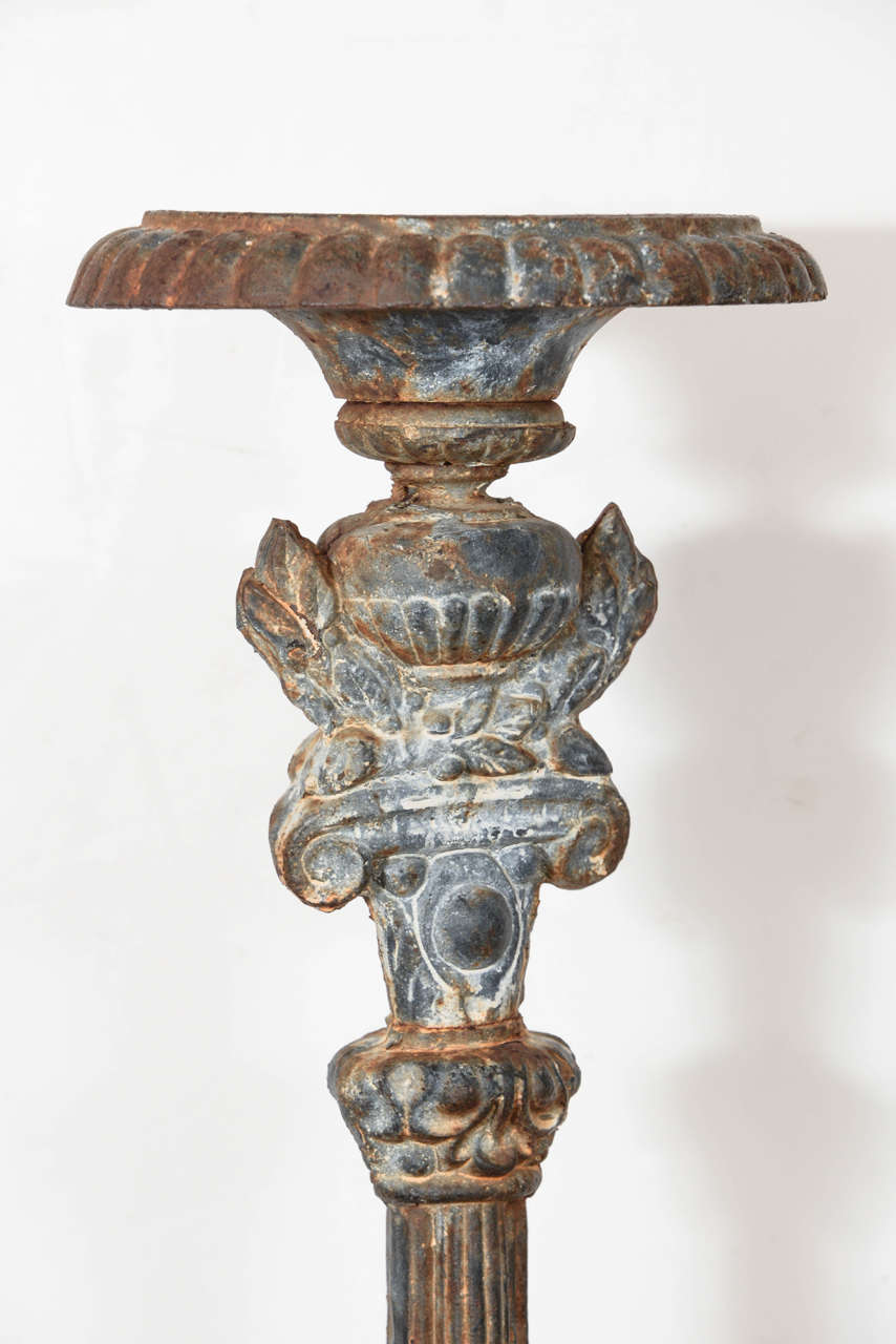 Grand 19th Century Cast Iron Candlesticks 3