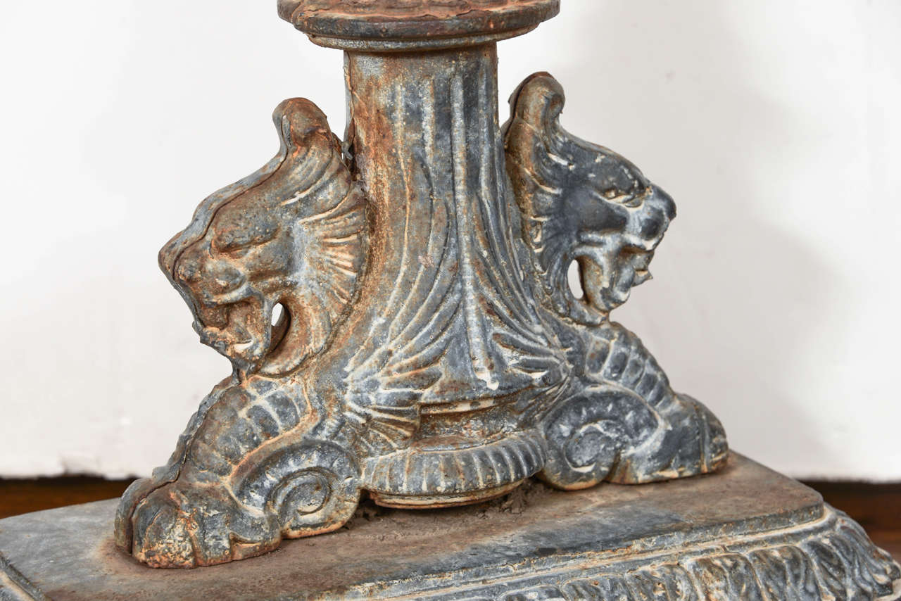 Grand 19th Century Cast Iron Candlesticks 4