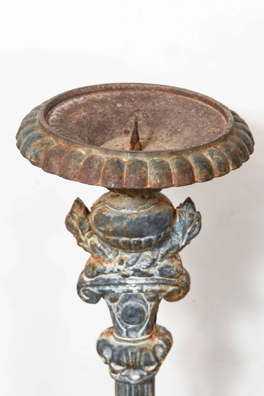 Grand 19th Century Cast Iron Candlesticks 5