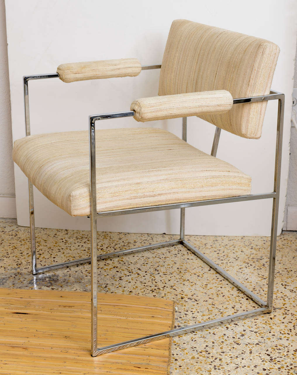 Mid-Century Modern Mid-Century Four Polished Chrome Dining Armchairs, Thin Line by Milo Baughman