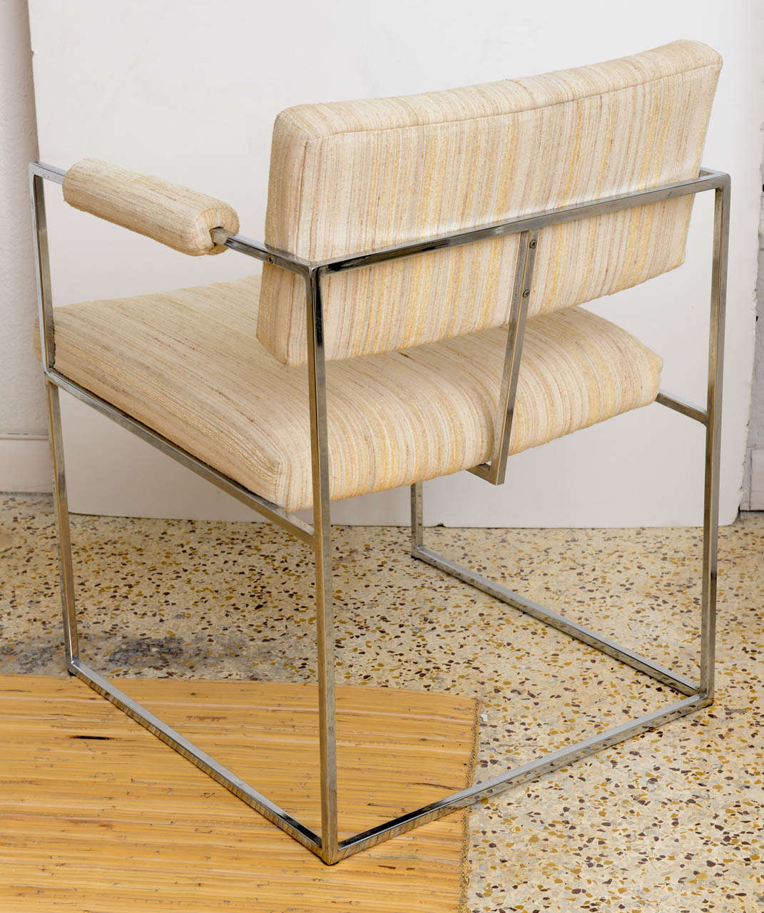 Mid-Century Four Polished Chrome Dining Armchairs, Thin Line by Milo Baughman In Good Condition In West Palm Beach, FL