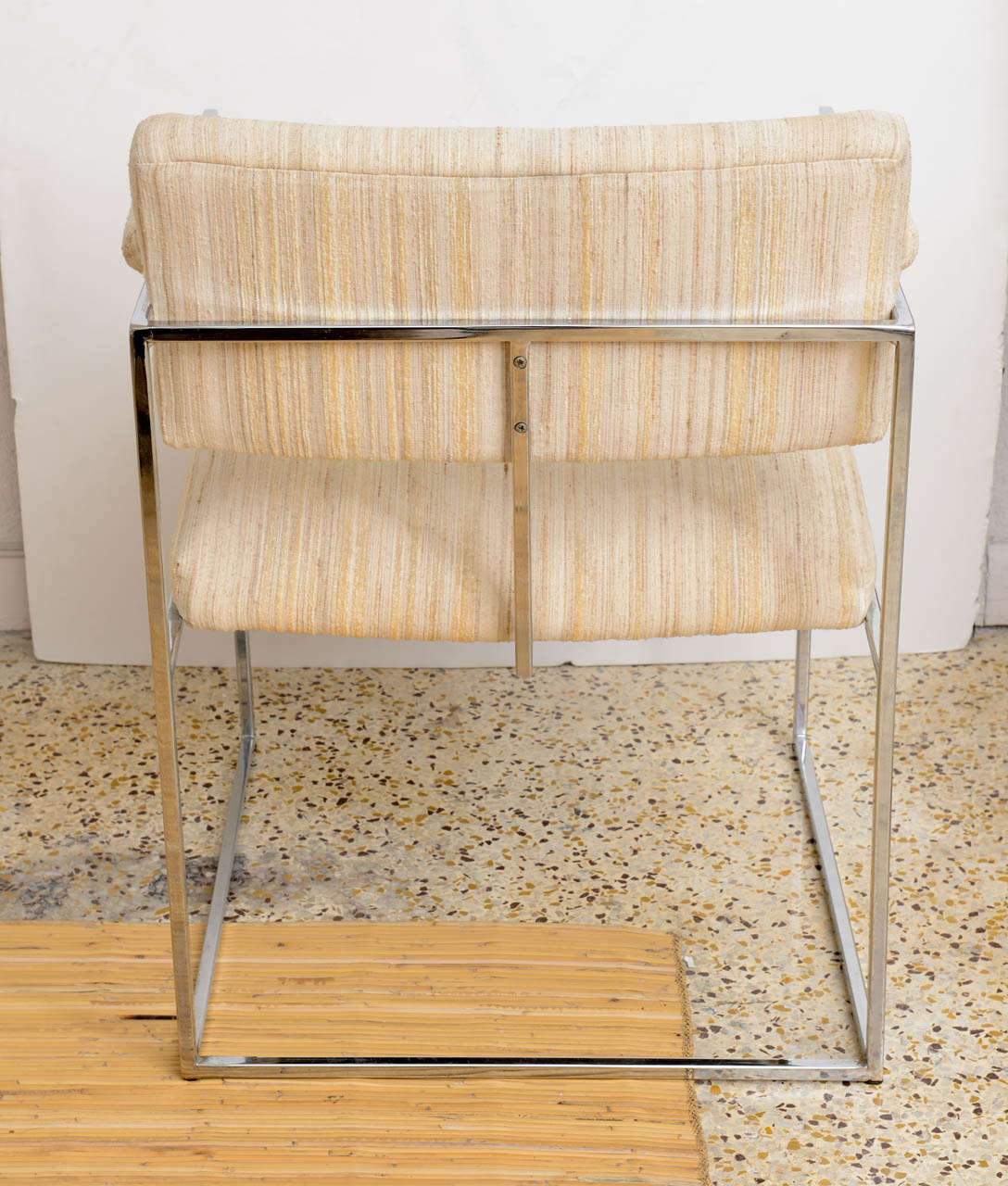 Late 20th Century Mid-Century Four Polished Chrome Dining Armchairs, Thin Line by Milo Baughman