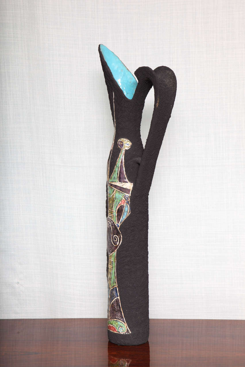 Hand-Built Ceramic Ewer by Marcello Fantoni