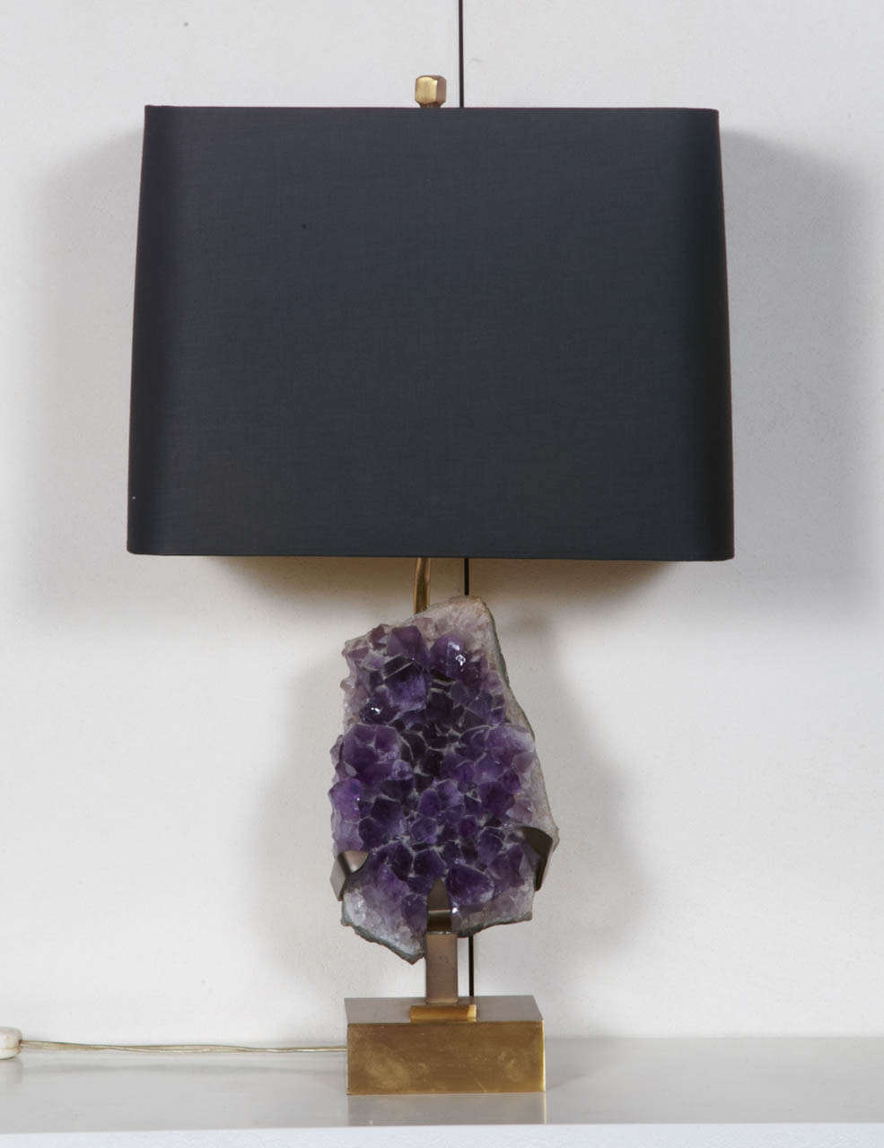 French Elegant Pair of Amethyst Table Lamps in the Manner of Willy Daro circa 1970