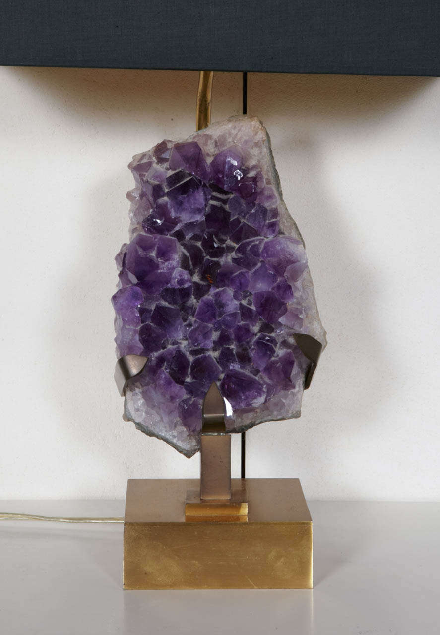 Elegant Pair of Amethyst Table Lamps in the Manner of Willy Daro circa 1970 In Good Condition In Paris, FR
