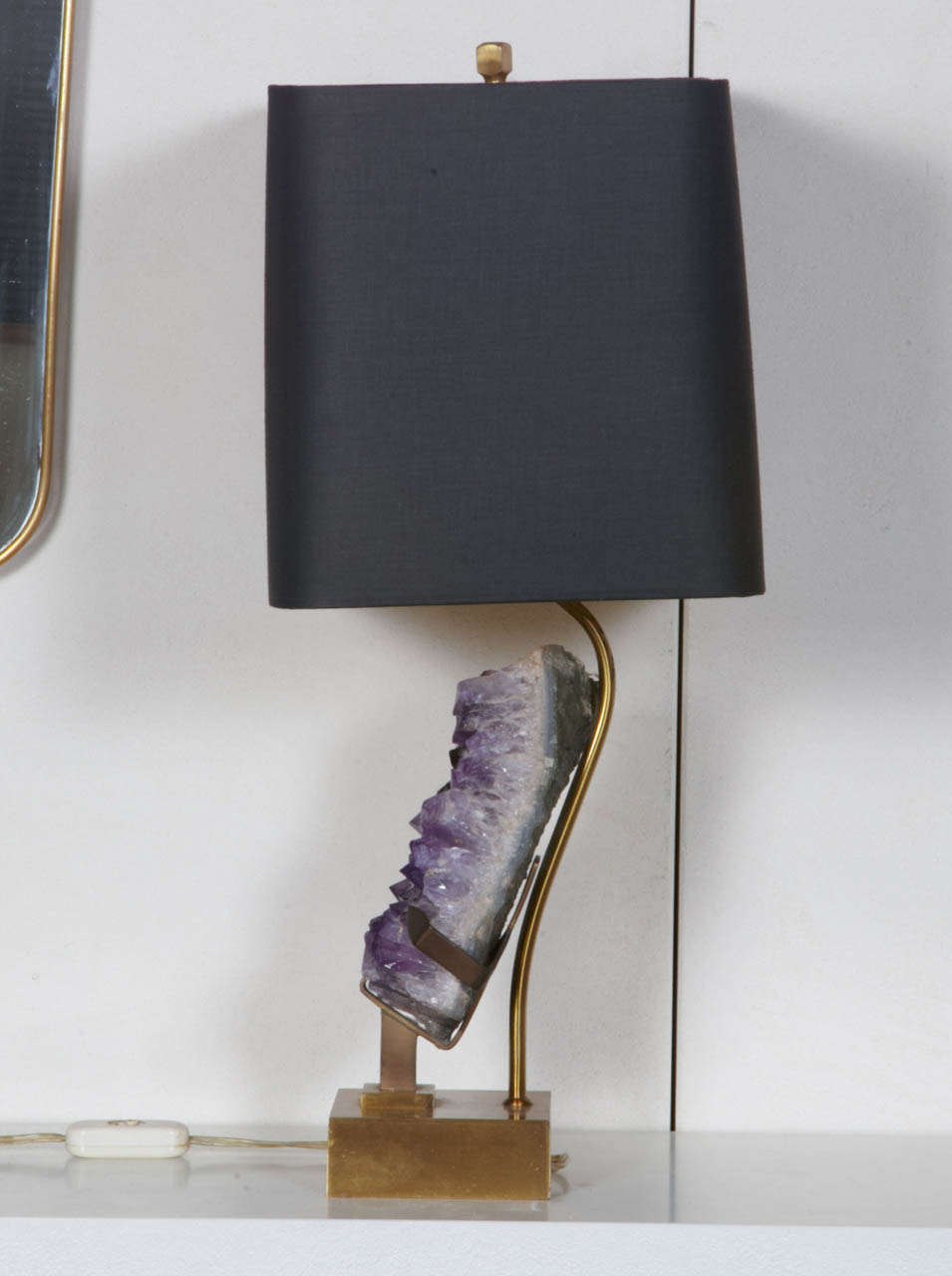 Brass Elegant Pair of Amethyst Table Lamps in the Manner of Willy Daro circa 1970