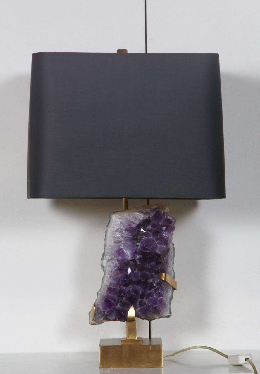 Elegant Pair of Amethyst Table Lamps in the Manner of Willy Daro circa 1970 2