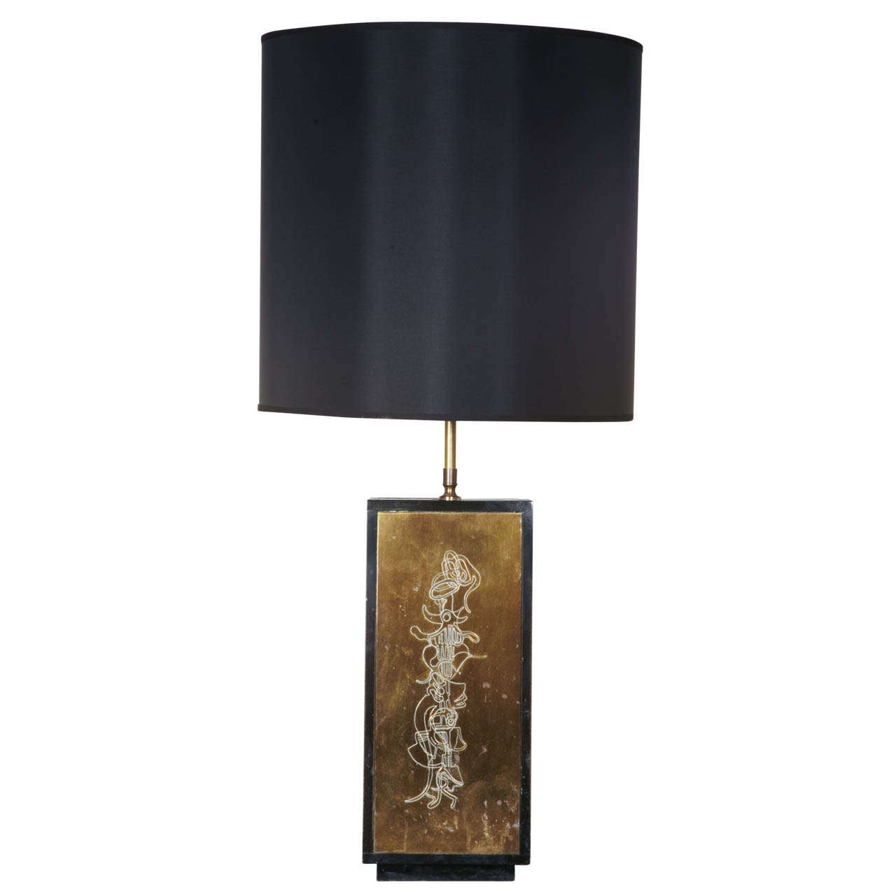Brass And Wood Table Lamp By Catherine Roisin, France, Circa 1980 For Sale