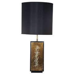 Brass And Wood Table Lamp By Catherine Roisin, France, Circa 1980