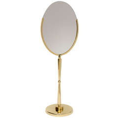 Tall Solid Brass Dressing Vanity Mirror Style of Parzinger