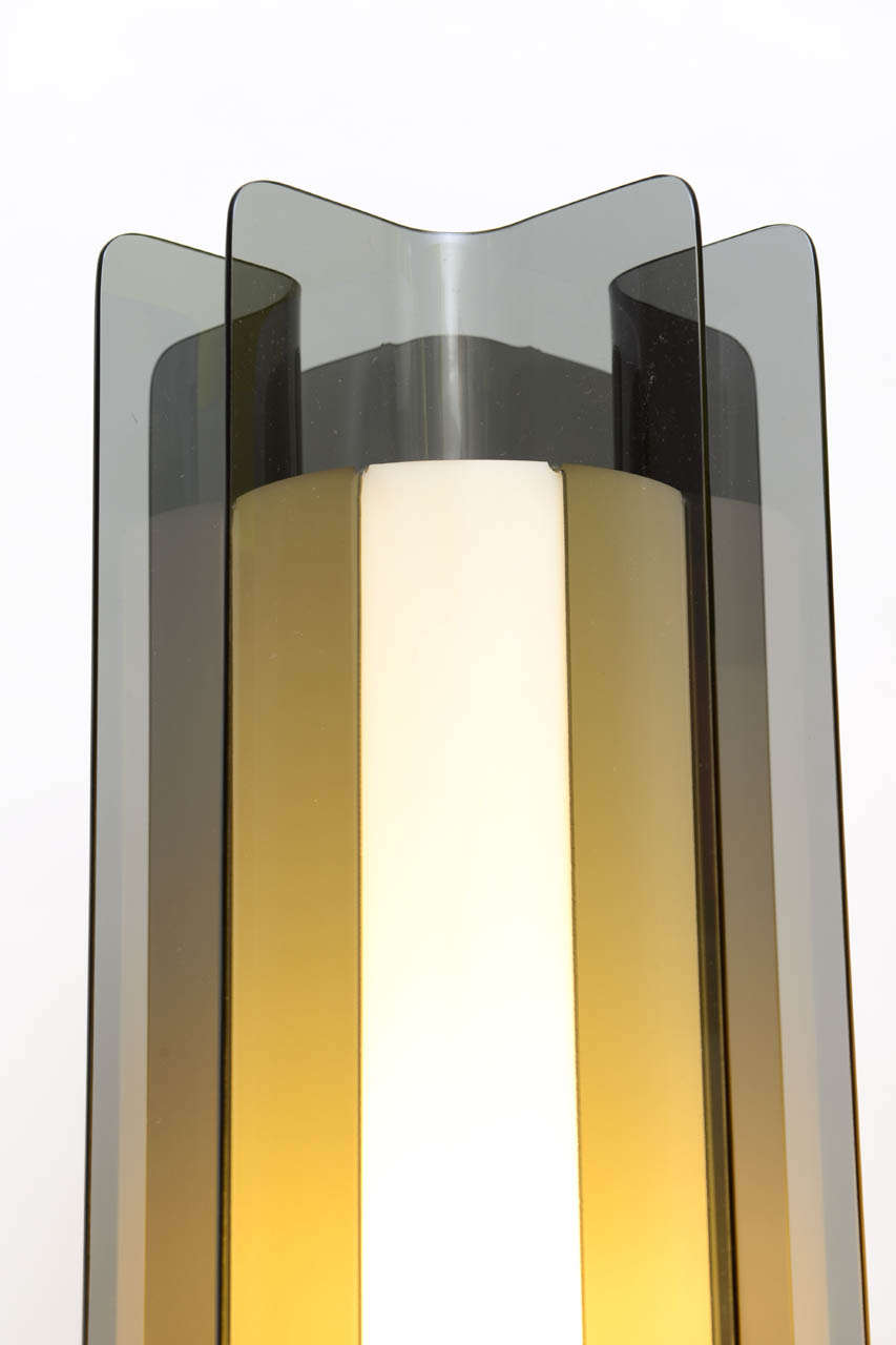 Exceptional Smoked Lucite Tower Table Lamps Modeline 2