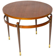 Round Belt Strap Wood Side Table