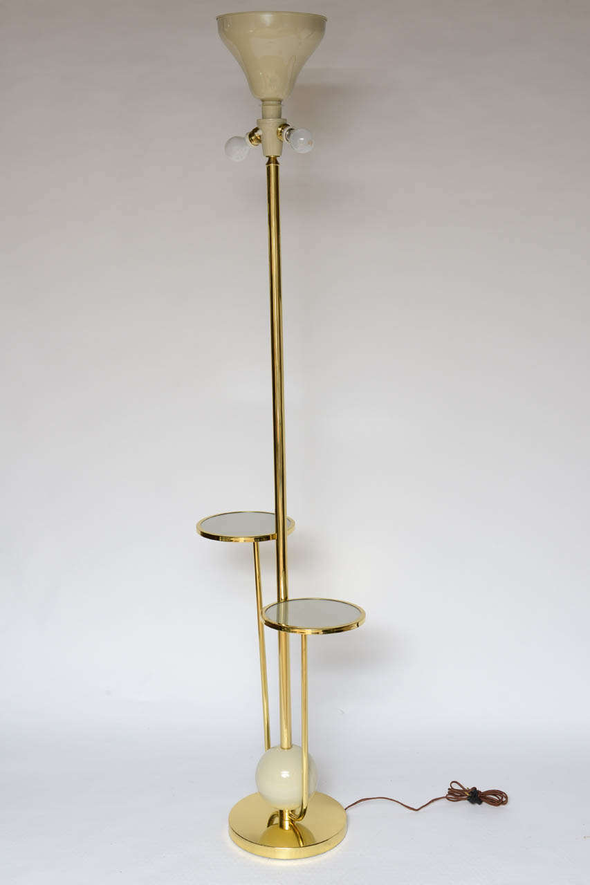 Mid-20th Century Vintage Tall Italian Tray Floor Lamp Style of Stilnovo