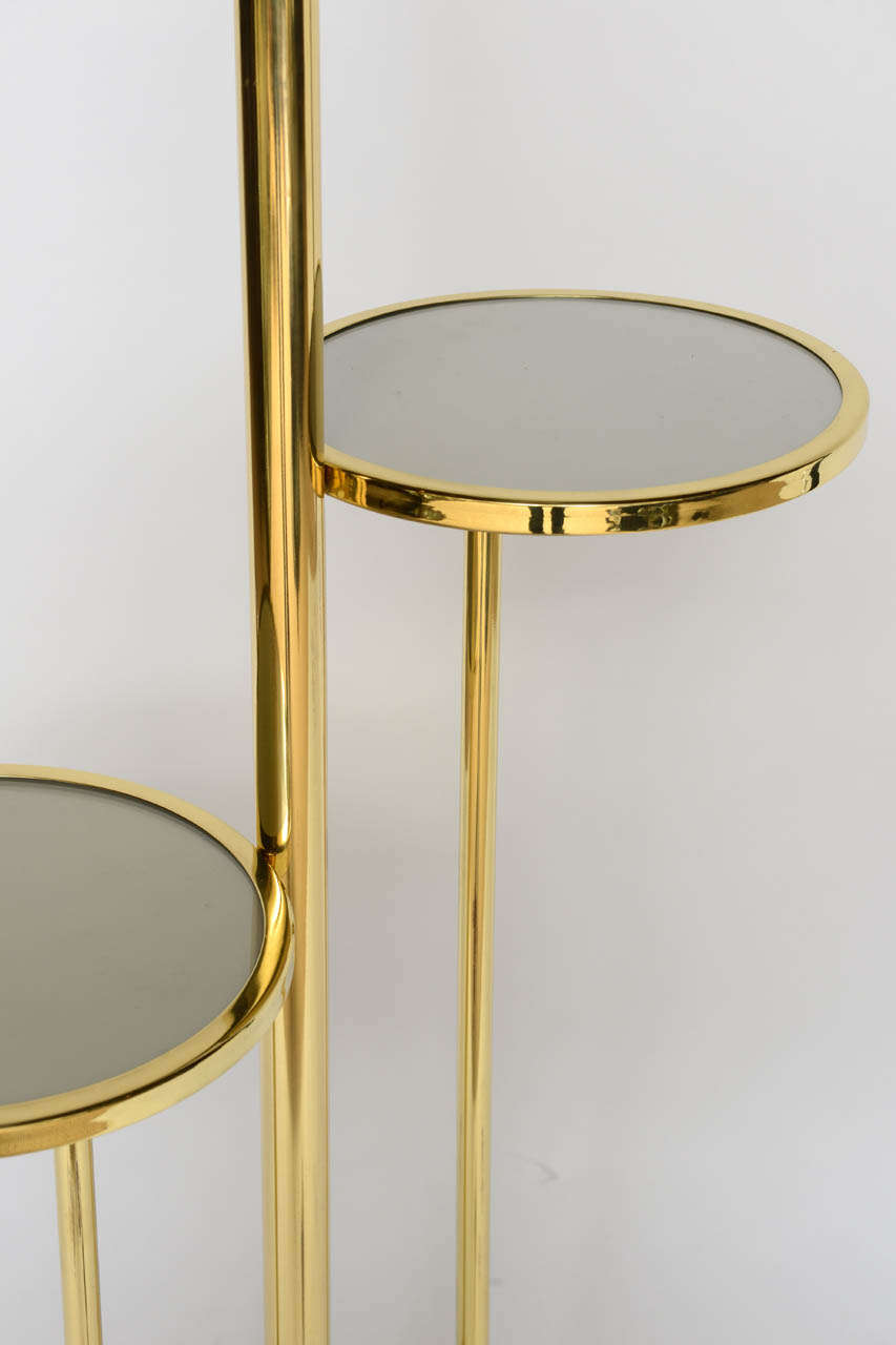 Brass Vintage Tall Italian Tray Floor Lamp Style of Stilnovo