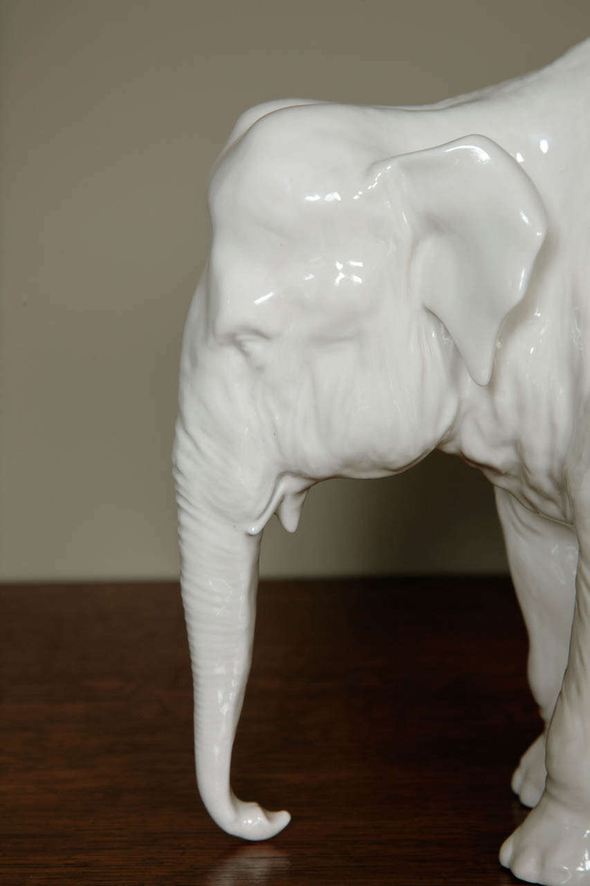 A Large Pair of Porcelain Elephants