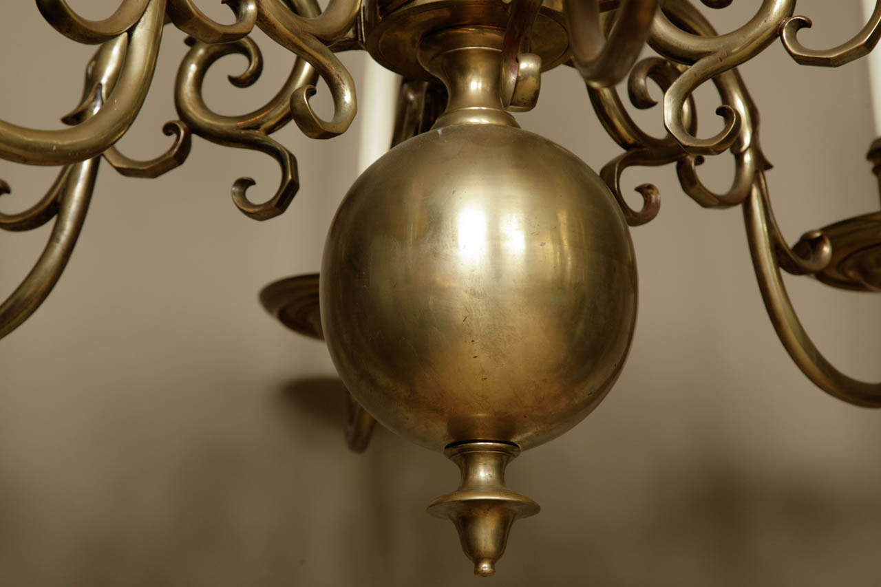 Large Dutch Brass 17th Century Style Chandelier In Excellent Condition In London, GB