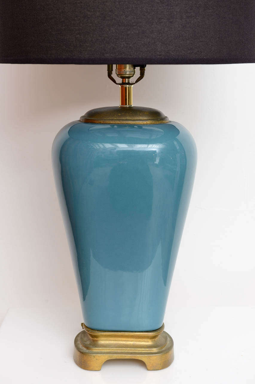 Hollywood Regency Turquoise Ceramic Lamps In Good Condition In Miami, FL