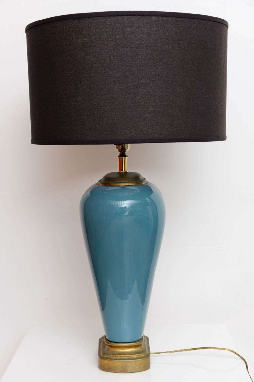 Mid-20th Century Hollywood Regency Turquoise Ceramic Lamps