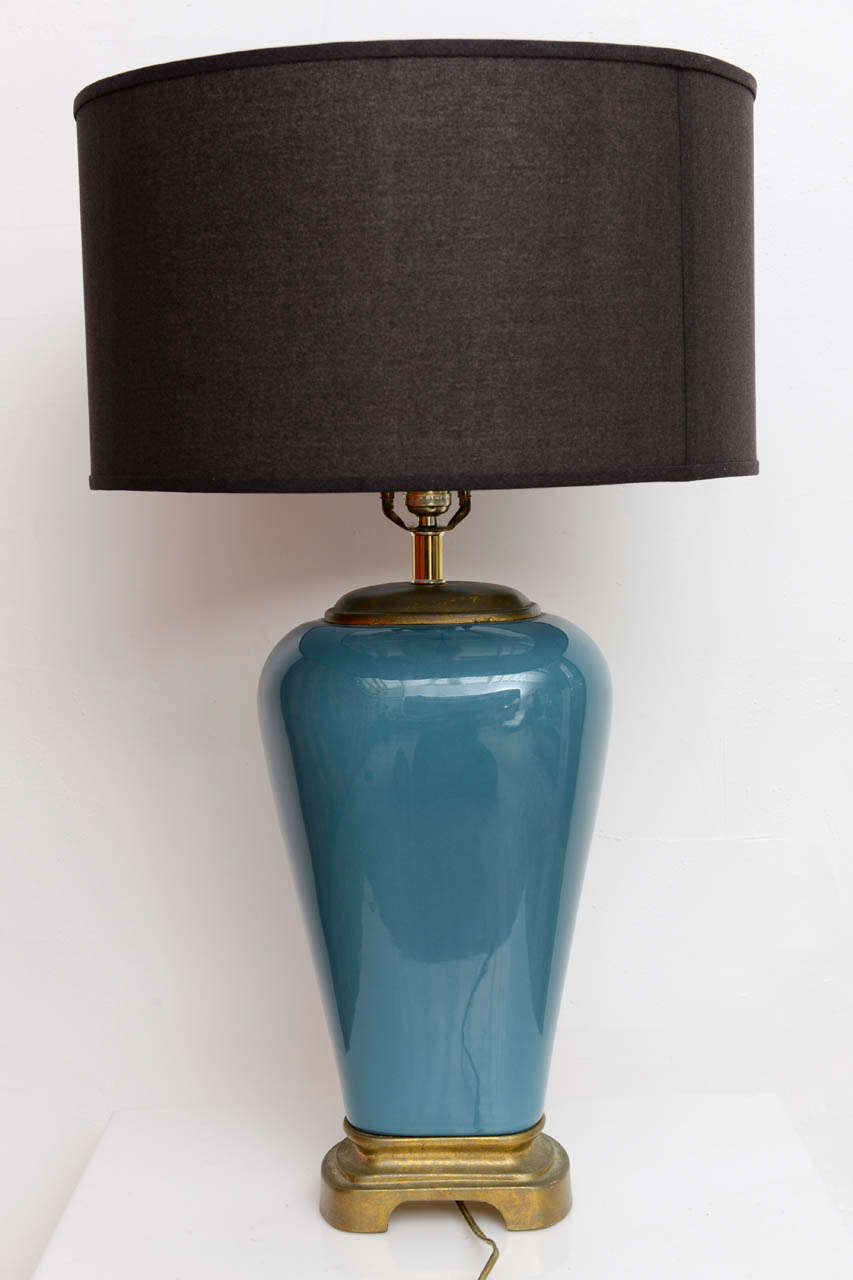 Hollywood Regency Turquoise Ceramic Lamps 1