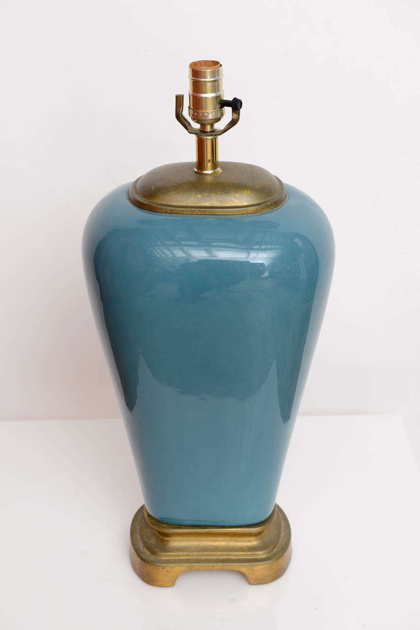 Hollywood Regency Turquoise Ceramic Lamps 3
