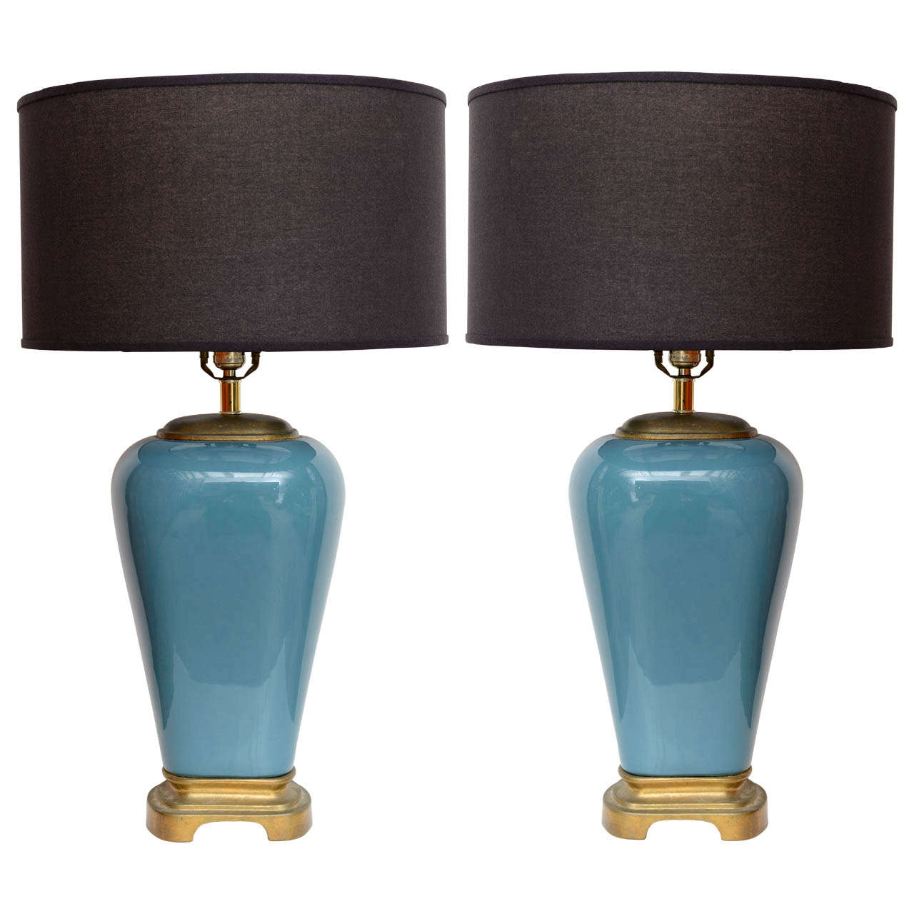 Hollywood Regency Turquoise Ceramic Lamps