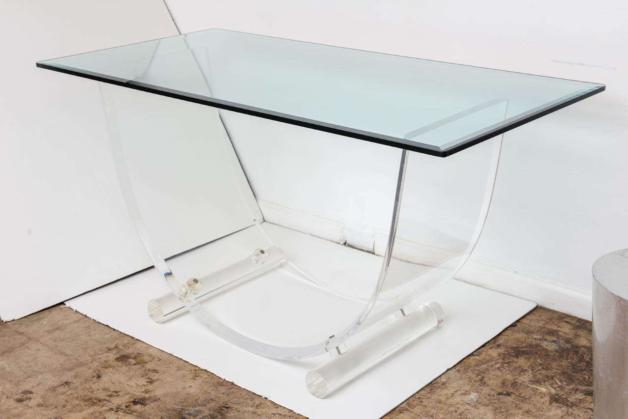 Amazing Art Deco  Lucite Console , this piece is in very good vintage condition . A very Classic deco design that would be a great addition to a modern or classic interior .