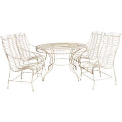 Vintage French 1950, s Patio Outdoor  Table & 4 Chairs Set