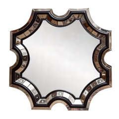 Serge Roche Inspired Glass & Ebonized Wood Mirror