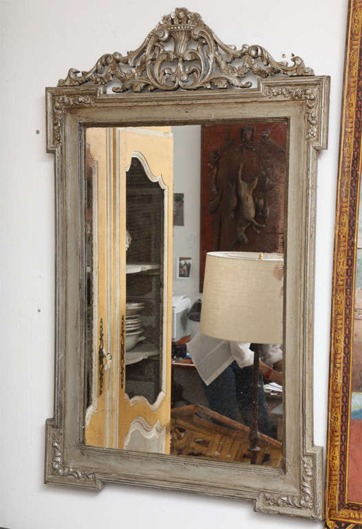 Suite of painted Napoleon III carved wood console table and matching mirror.
Mirror Dimensions:  H 51" - W 31.5"