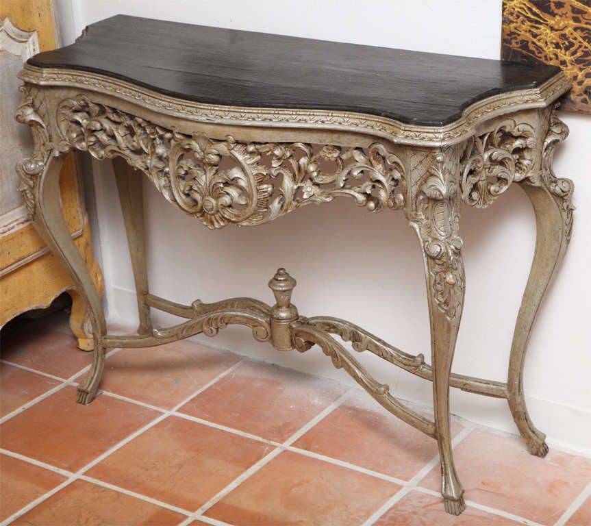 French Provincial Console Table & Matching Mirror For Sale