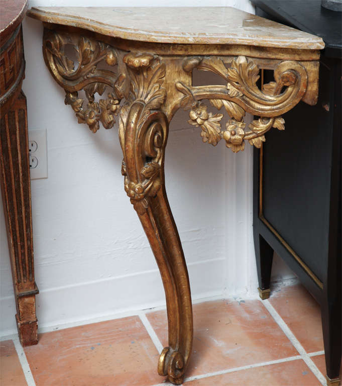 French Provincial Pair of Corner Console Tables For Sale