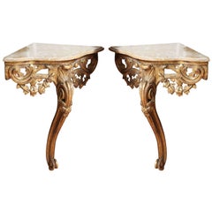 Pair of Corner Console Tables