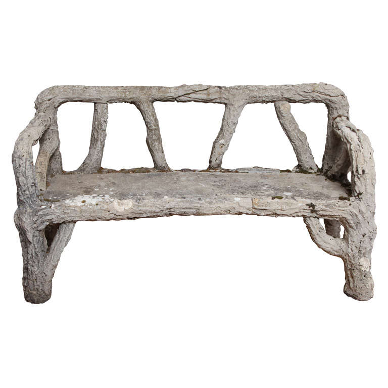 Faux Bois Garden Bench at 1stDibs