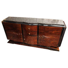 French Art Deco Grand Scale Palisander Rio Buffet Marble Top