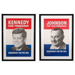 Pair of Framed Vintage Kennedy/Johnson Campaign Posters