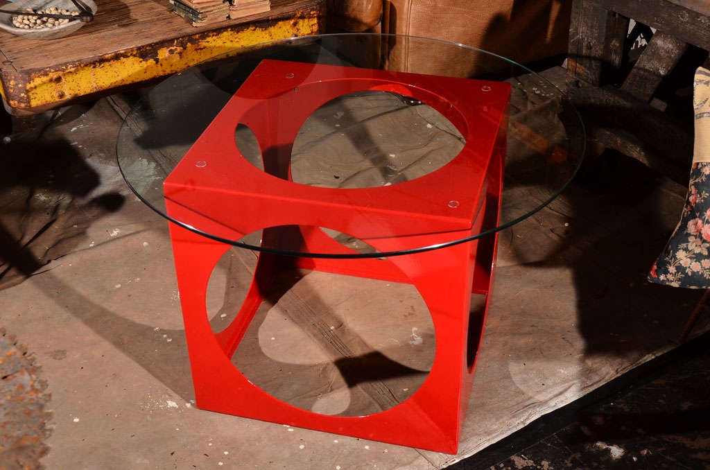Iron Red Cube Table