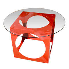 Iron Red Cube Table