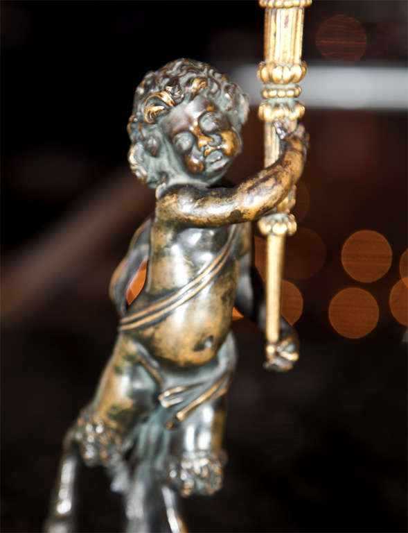 French Bronze Faun Candlesticks For Sale 1