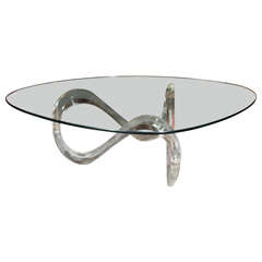 Lucite and Glass Coffee Table