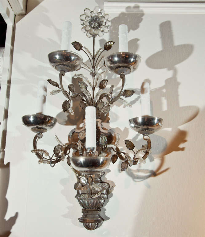 Glass Significant Pair of Bagues Sconces For Sale
