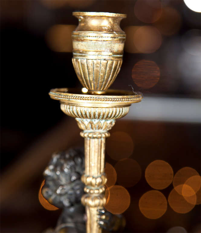 French Bronze Cherub Candlesticks For Sale at 1stdibs