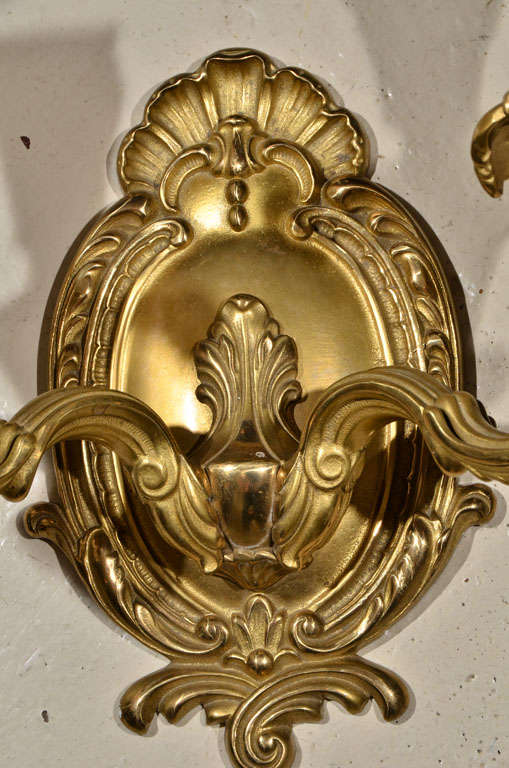 Pair of Brass Two-Light Sconces For Sale 2