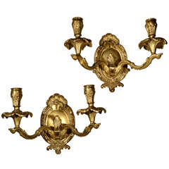 Pair of Brass Two-Light Sconces 1