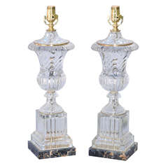 Pair of Paul Hanson Glass Urn Lamps