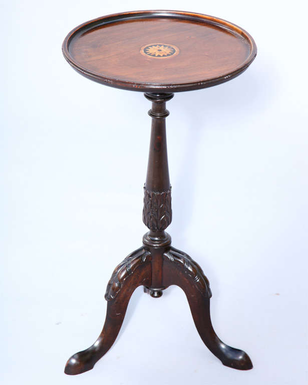 Inlaid 19c. Pedestal Accent Table