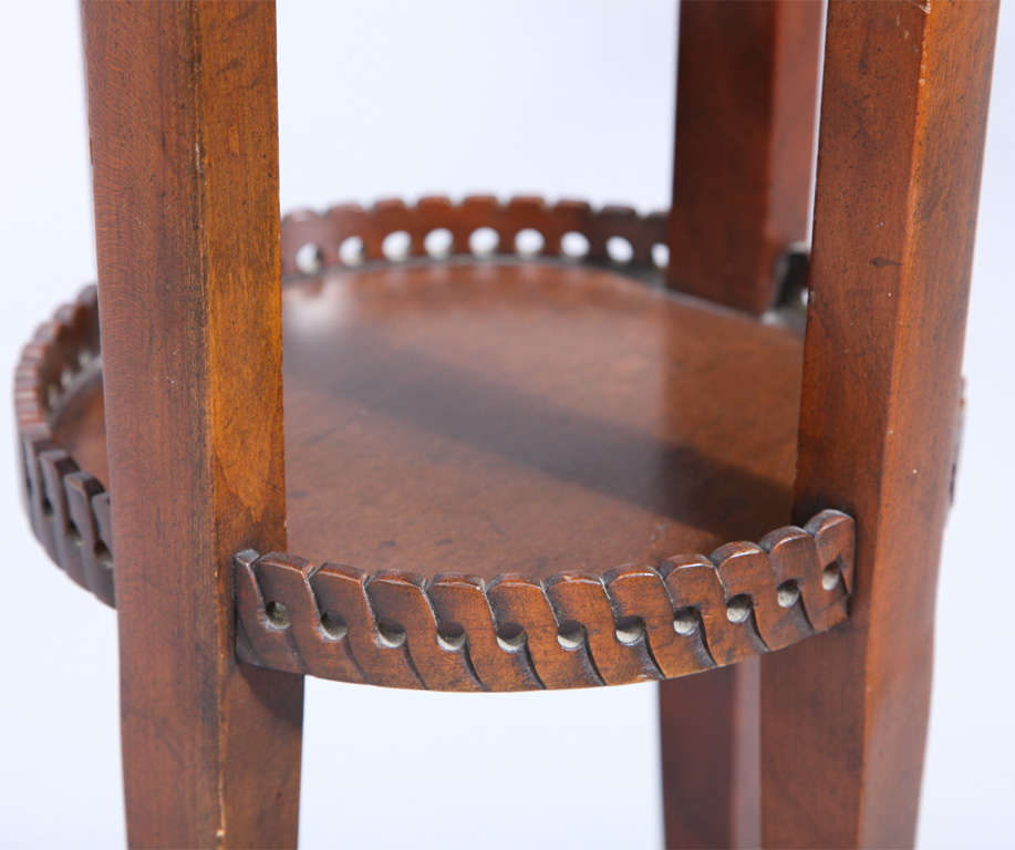 Wood Round Vintage Baker Accent Table