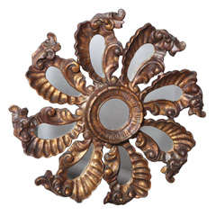 Antique Carved Giltwood Sunburst Mirror