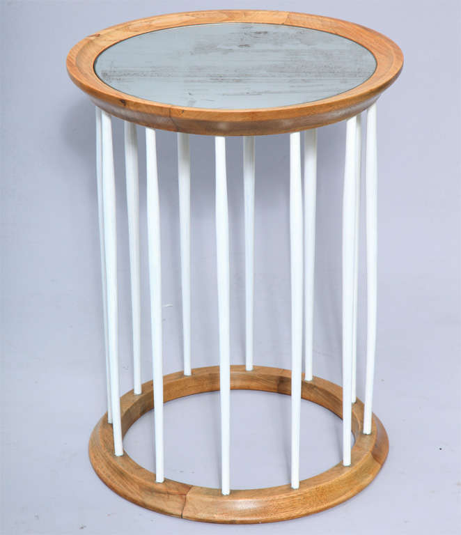 Round Accent Table with Mirrored Top on Spindle Frame Base 1