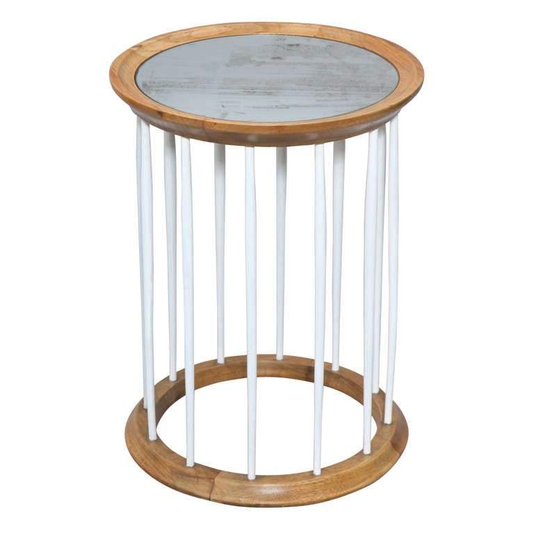 Mirrored Top On Spindle Frame Base, Round Spindle Table